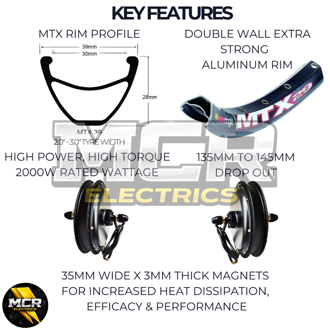 Ultimate MTX 48V 250W E-Bike Conversion Kit Cassette 7-11 Speed Rear Wheel | 48V 14AH Samsung Battery