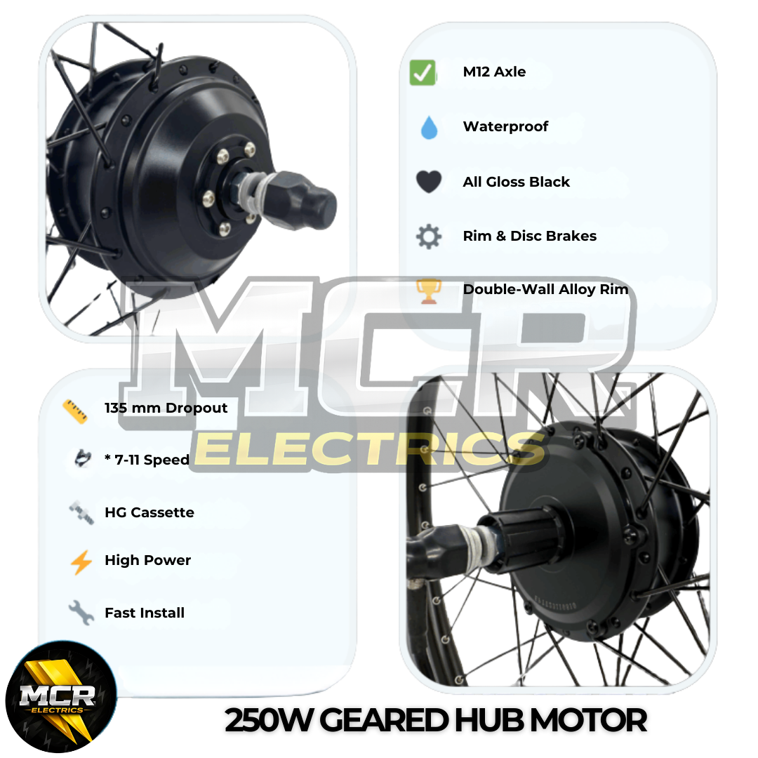 Ultimate MTX 48V 250W E-Bike Conversion Kit Cassette 7-11 Speed Rear Wheel | 48V 14AH Samsung Battery