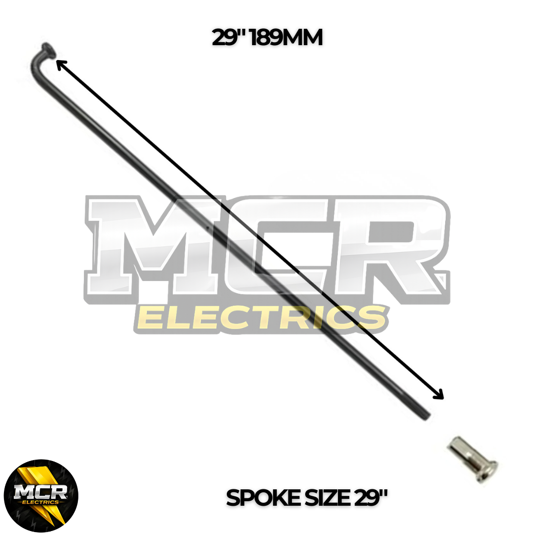 2.6mm 12G Spokes & Nipples Front Rear E Bike Wheel Motor All Rim Types Black 6 Pack