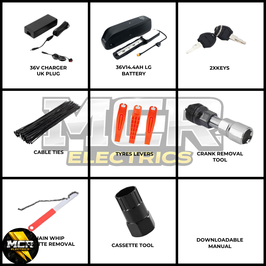 Ultimate MTX 48V 250W E-Bike Conversion Kit Cassette 7-11 Speed Rear Wheel | 48V 14AH Samsung Battery