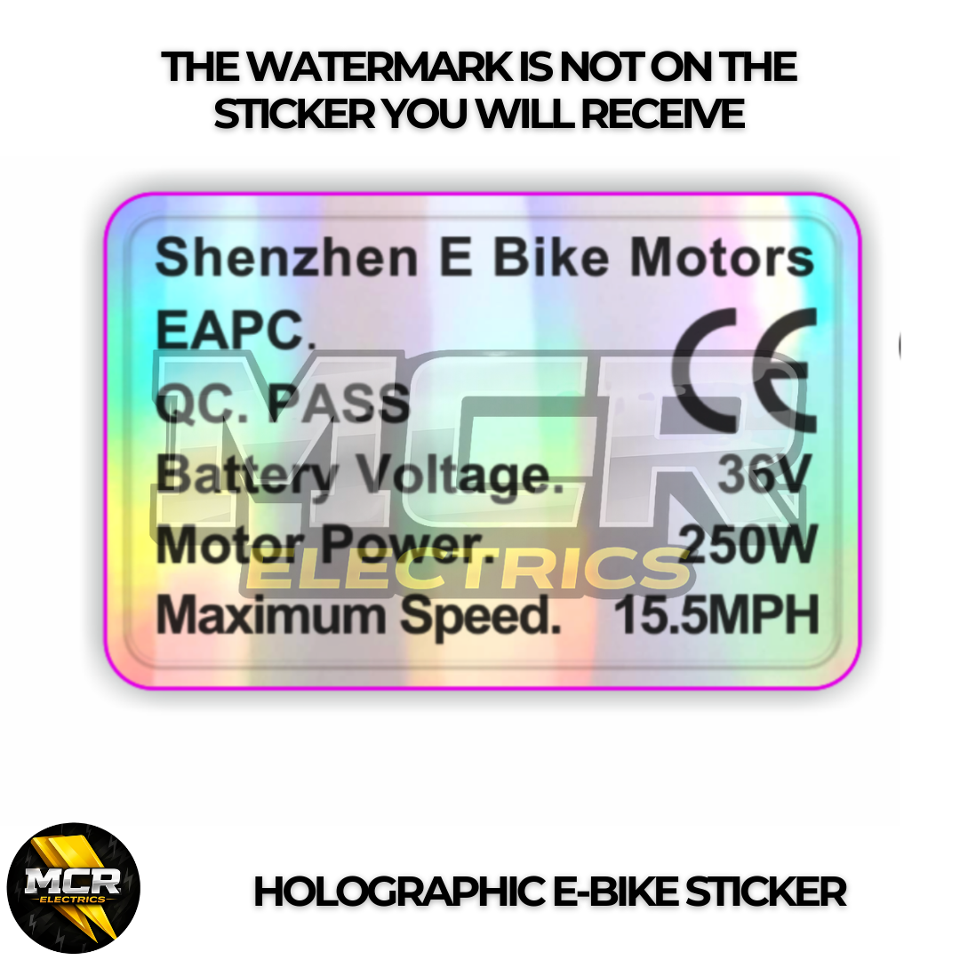 36V 250W UK Legal E Bike Sticker Holographic Hub Mid-Drive Kits OEM Decal EAPC