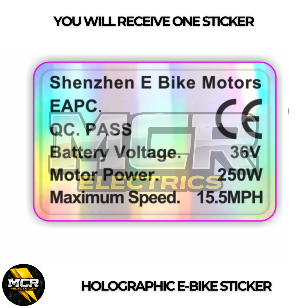 36V 250W UK Legal E Bike Sticker Holographic Hub Mid-Drive Kits OEM Decal EAPC