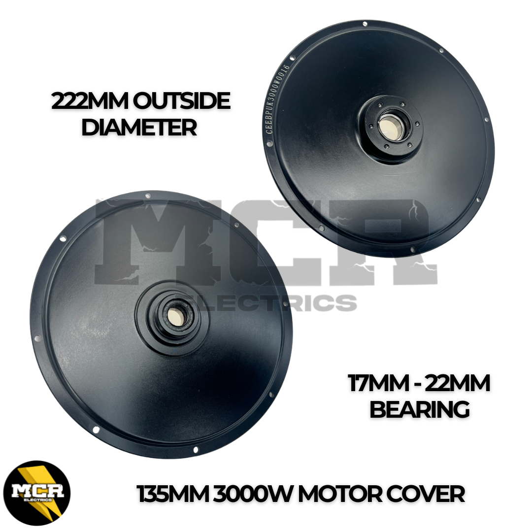 3000W Motor Side Cover Plate Freewheel & Brake Side 17mm & 22mm Bearing Black
