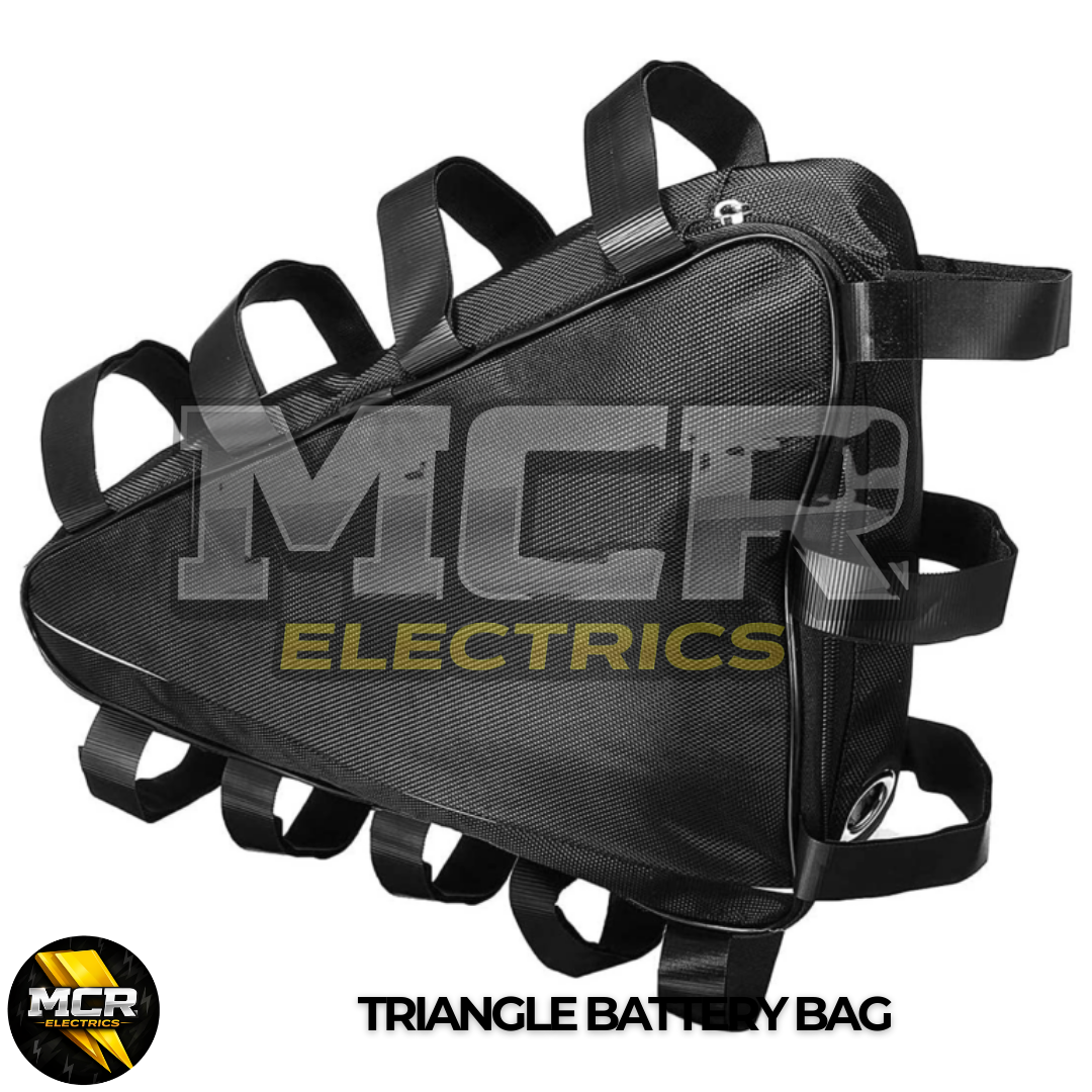 E-Bike Triangle Battery Storage Bag 36V 48V 52V 60V 72V Small Medium Large Water Resistant High Quality Oxford Cloth