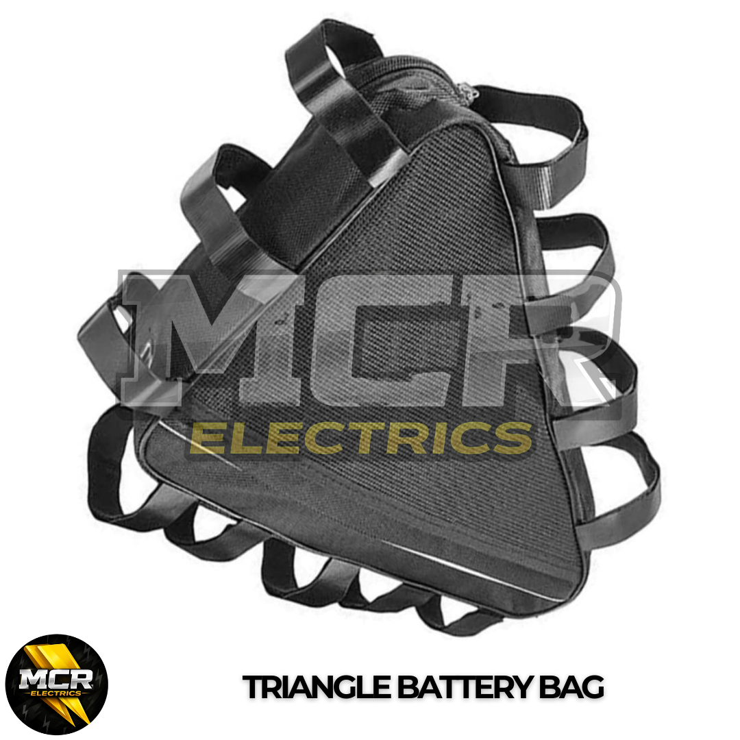 E-Bike Triangle Battery Storage Bag 36V 48V 52V 60V 72V Small Medium Large Water Resistant High Quality Oxford Cloth