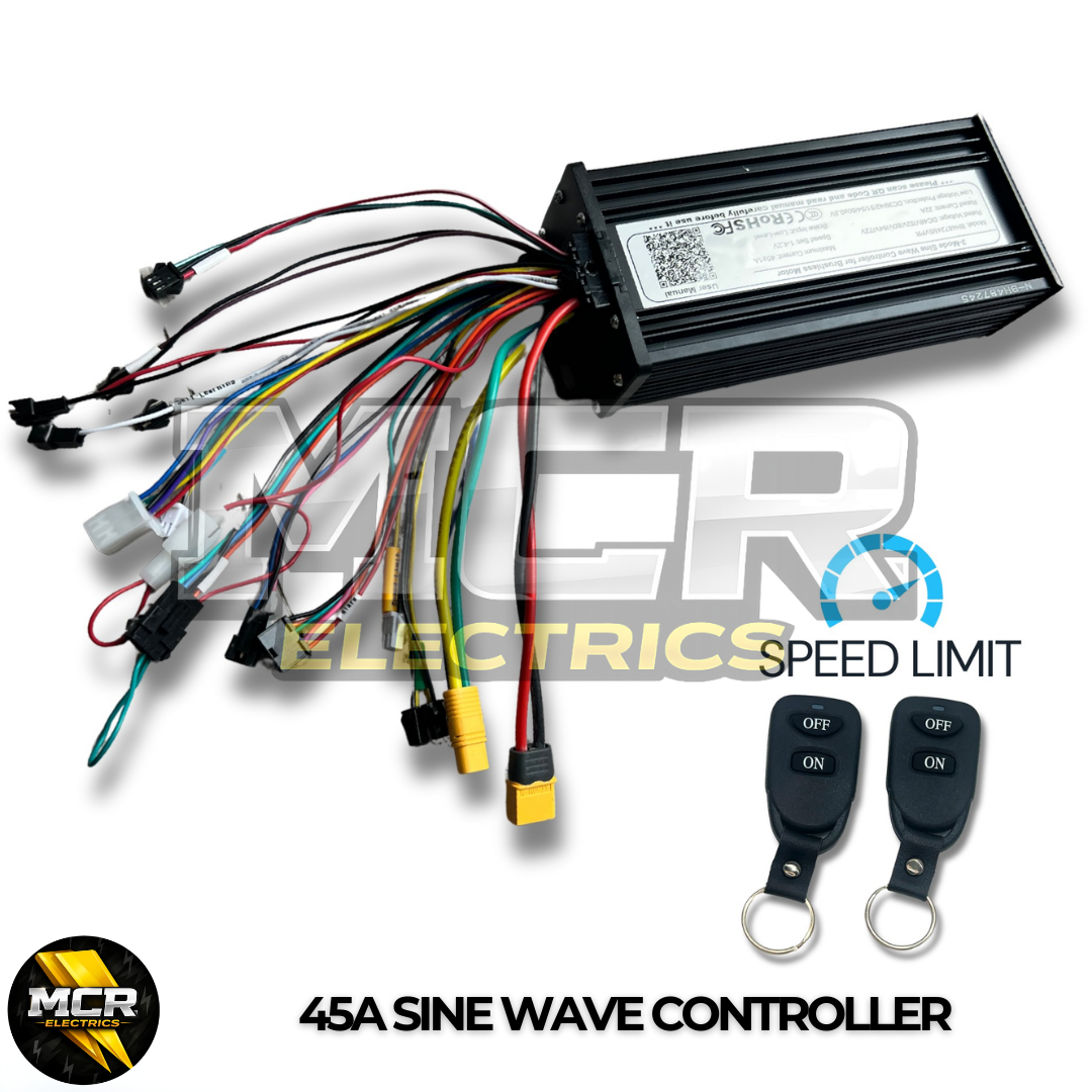 Sine Wave E-Bike Controller ESC In Black 1000W 2000W 3000W 45 Amp Suits 48V 52V 60V 72V Batteries