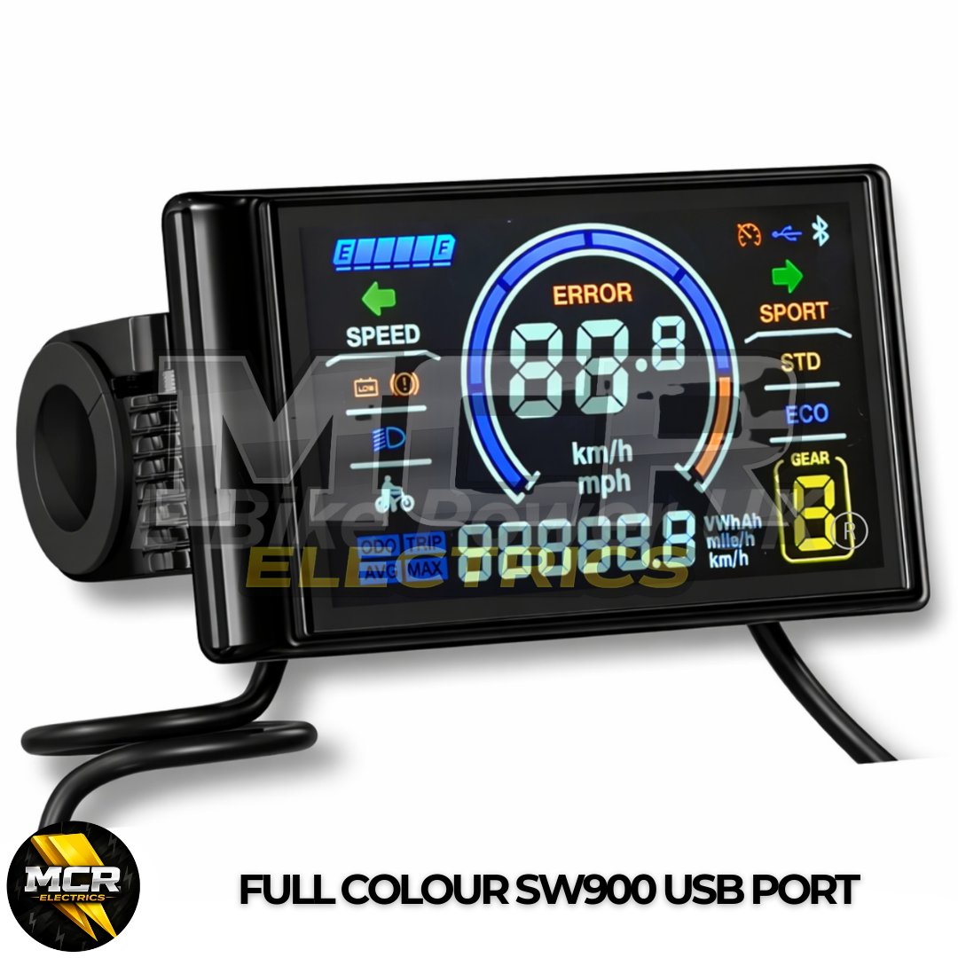 Full Colour E Bike Display SW900 36V-72V USB Port Electric Bicycle Screen Panel