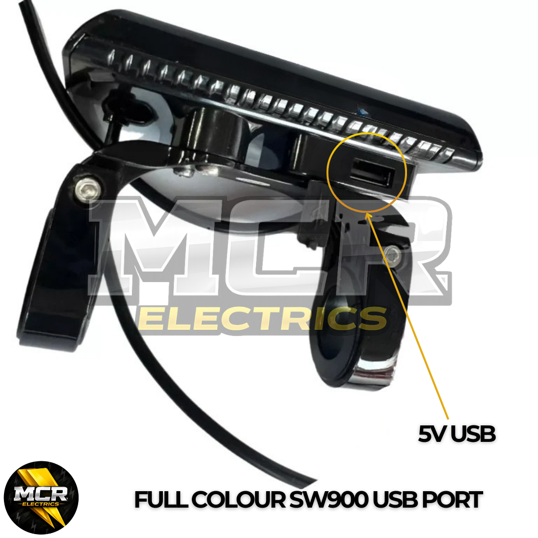 Full Colour E Bike Display SW900 36V-72V USB Port Electric Bicycle Screen Panel