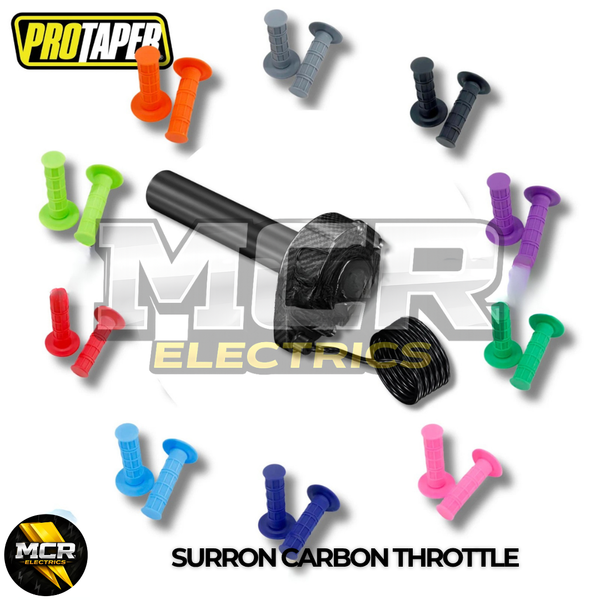 Carbon SurRon Throttle Twist Grips Waffle Grip All Colours 3 Pin SM JST Plug UK
