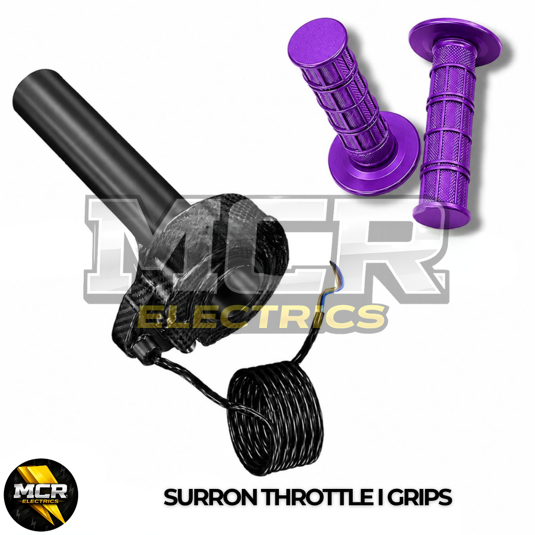 Carbon SurRon Throttle Twist Grips Waffle Grip All Colours 3 Pin SM JST Plug UK