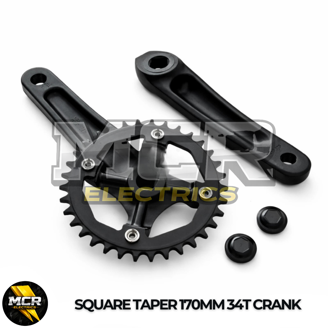 Square Taper Crank Set 170mm 34T 104BCD Aluminium Black MTB E Bike