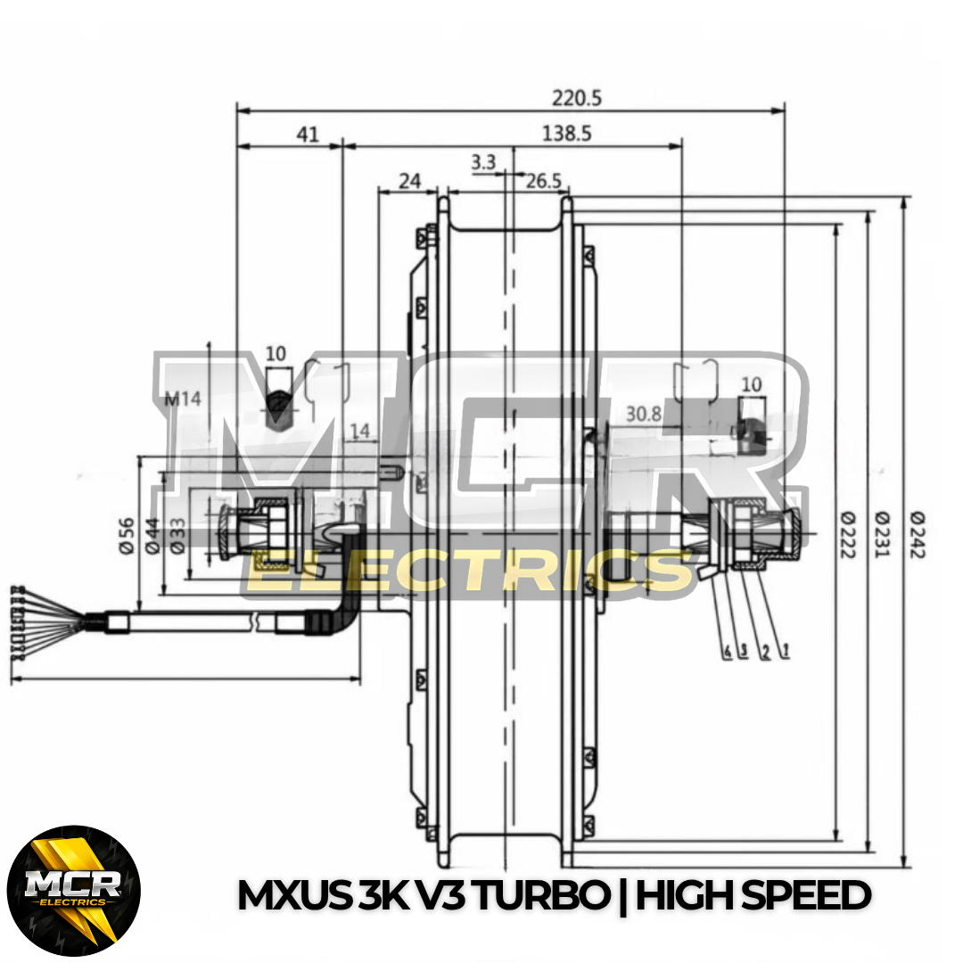 MXUS 3K Turbo XF40 V3 3000W 48V 60V 72V Brushless Hub Motor Only 142mm