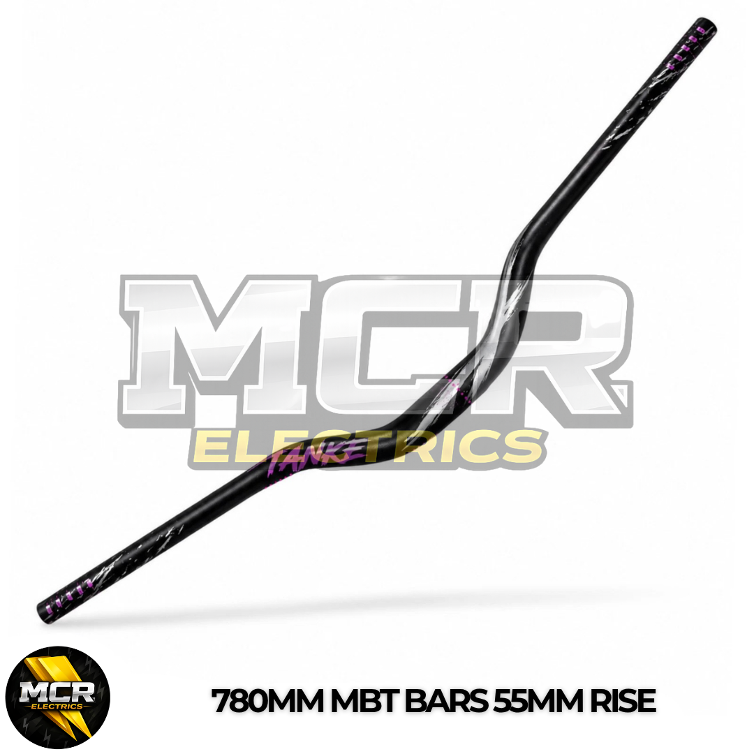 High Rise Handlebar 780mm Wide 55mm Rise 31.8mm Stem E Bike MTB Jump Bike Purple