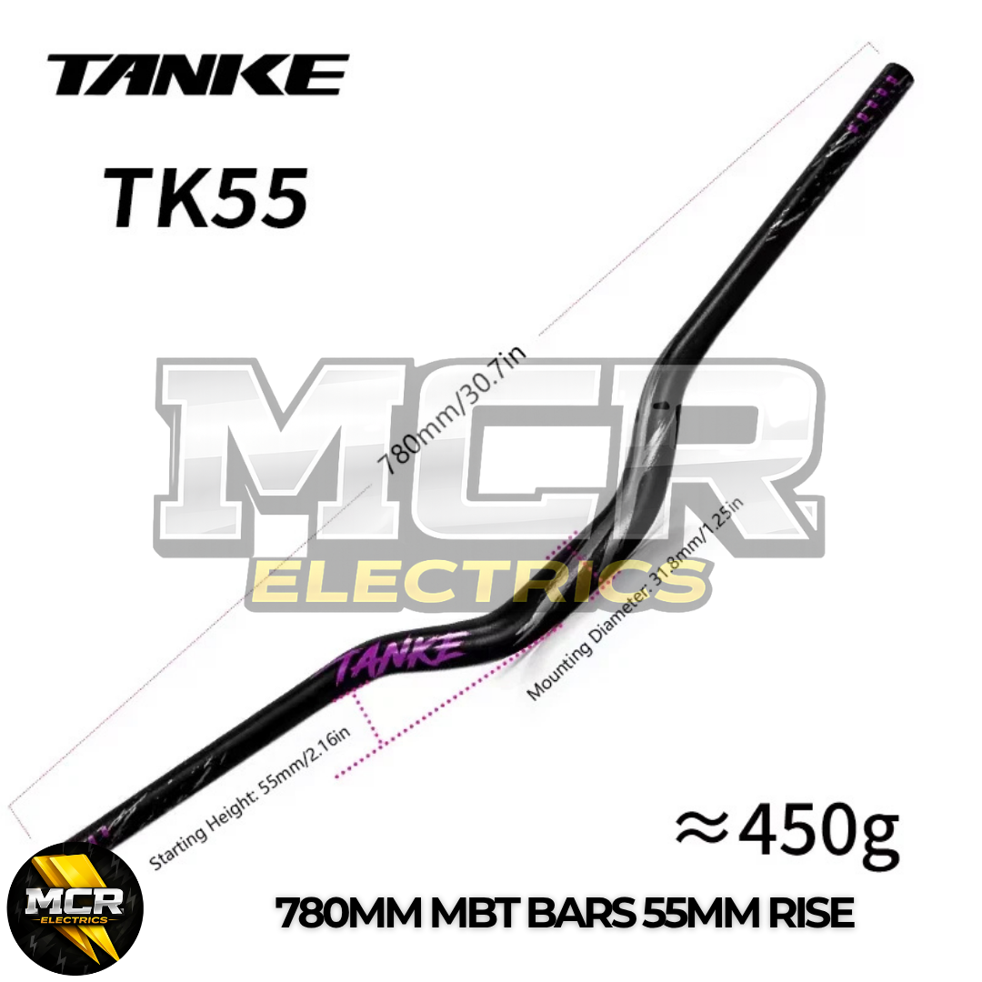 High Rise Handlebar 780mm Wide 55mm Rise 31.8mm Stem E Bike MTB Jump Bike Purple