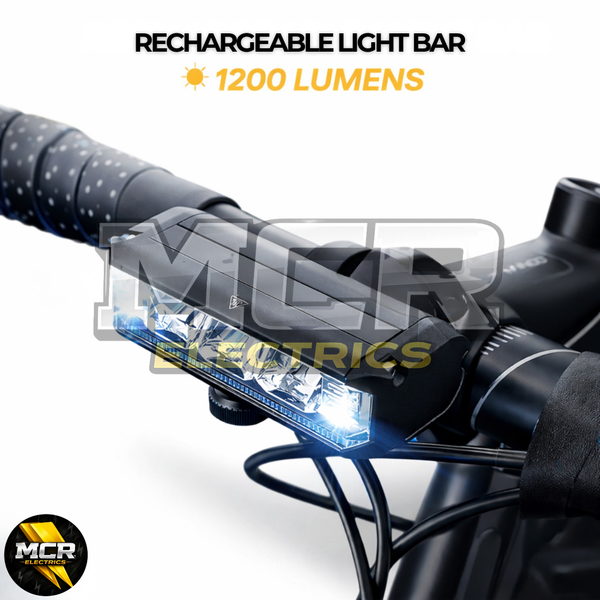 Light Bar Bike Headlight Front Light Ultra-Bright LED 1200 Lumens USB Bicycle