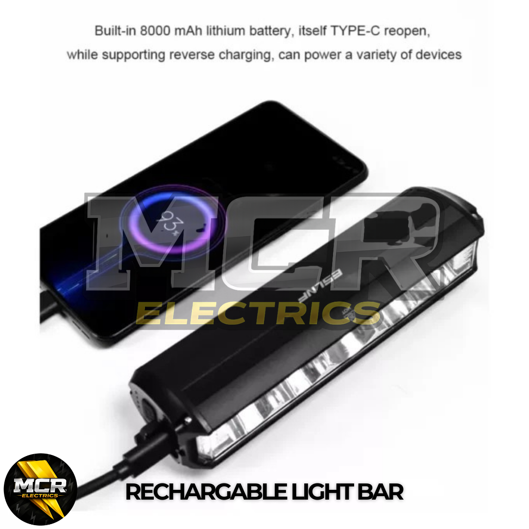 Light Bar Bike Headlight Front Light Ultra-Bright LED 1800 Lumens USB Bicycle