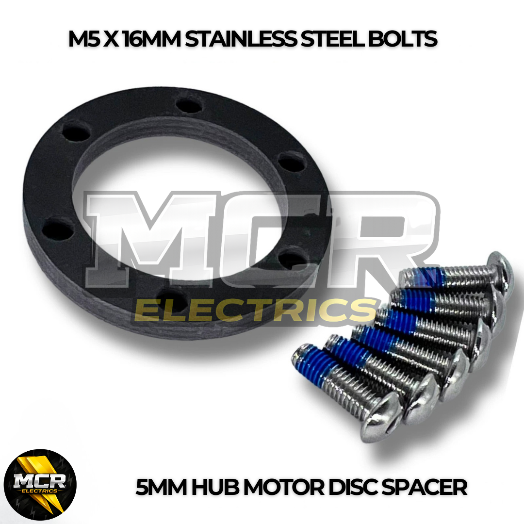 Hub Motor Disc Brake Rotor Spacer 5mm Thick 6 Bolts M5 x 16mm Allen Head Bolts