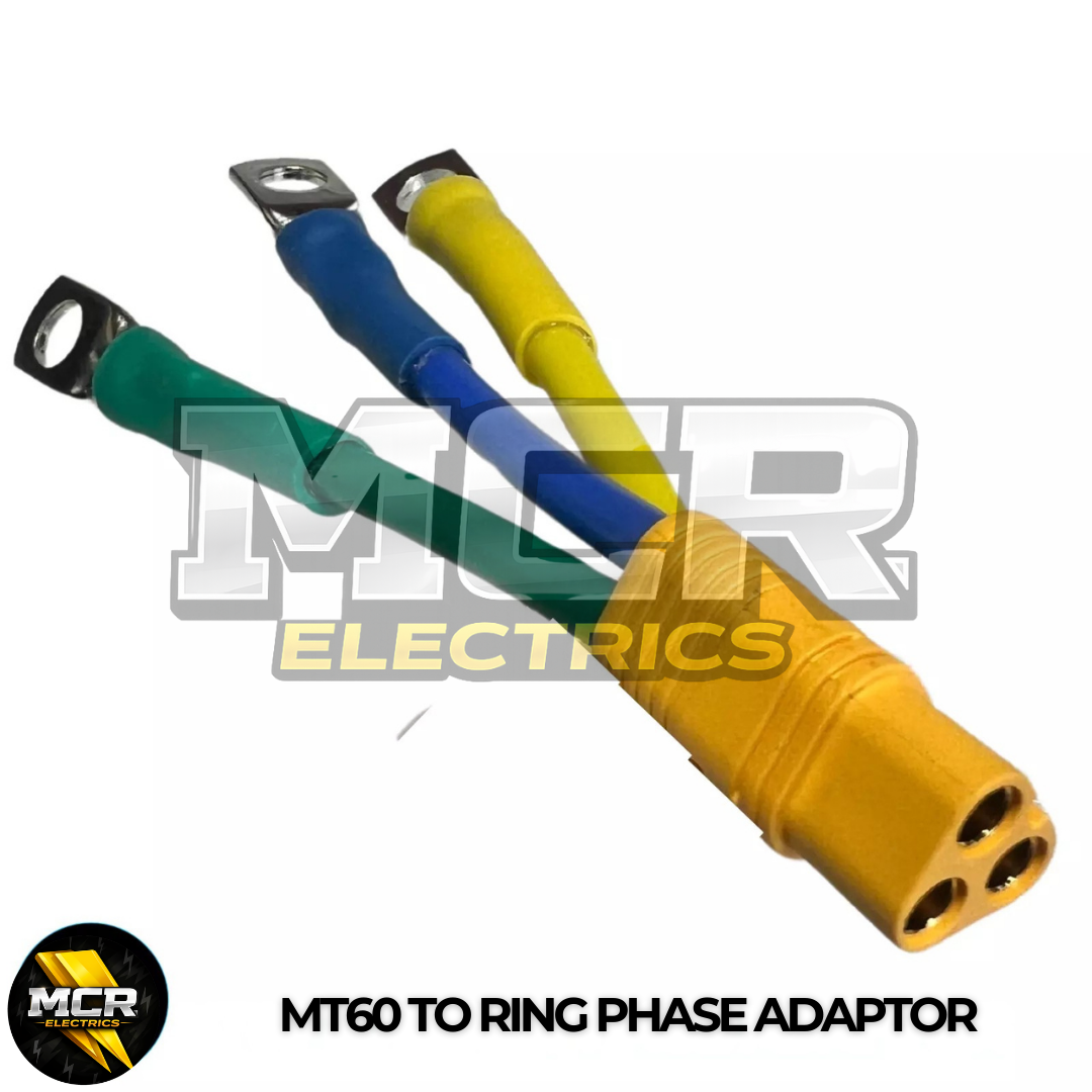 MT60 O Ring Connector Converter E-Bike Phase Terminal 12AWG, Green, Yellow, Blue
