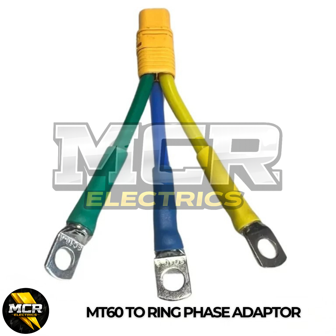 MT60 O Ring Connector Converter E-Bike Phase Terminal 12AWG, Green, Yellow, Blue