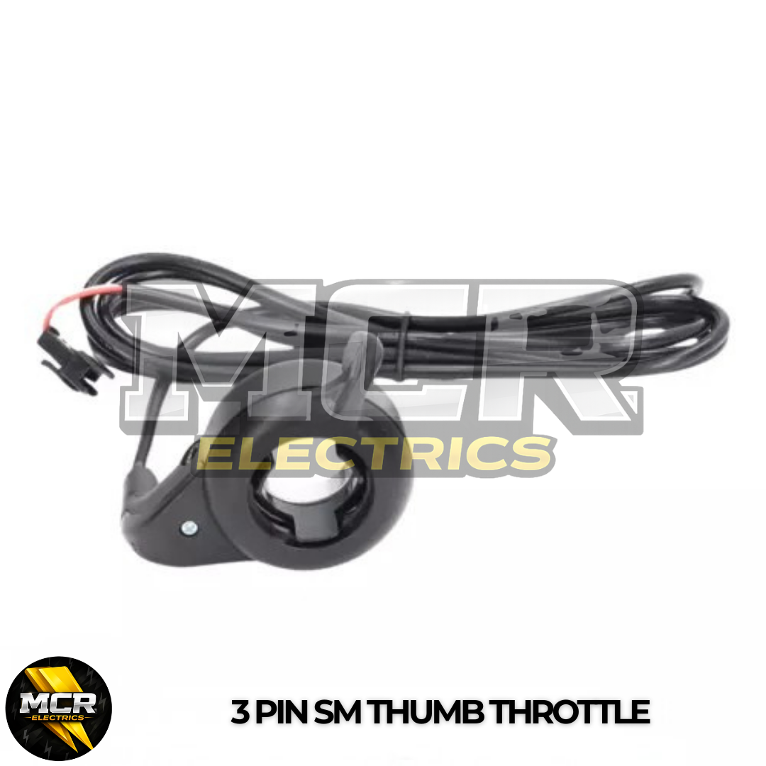 E-bike Thumb Throttle 22mm Bars SM Plug 12V/24V/36V/48V/52V/60V/72V 3000W UK