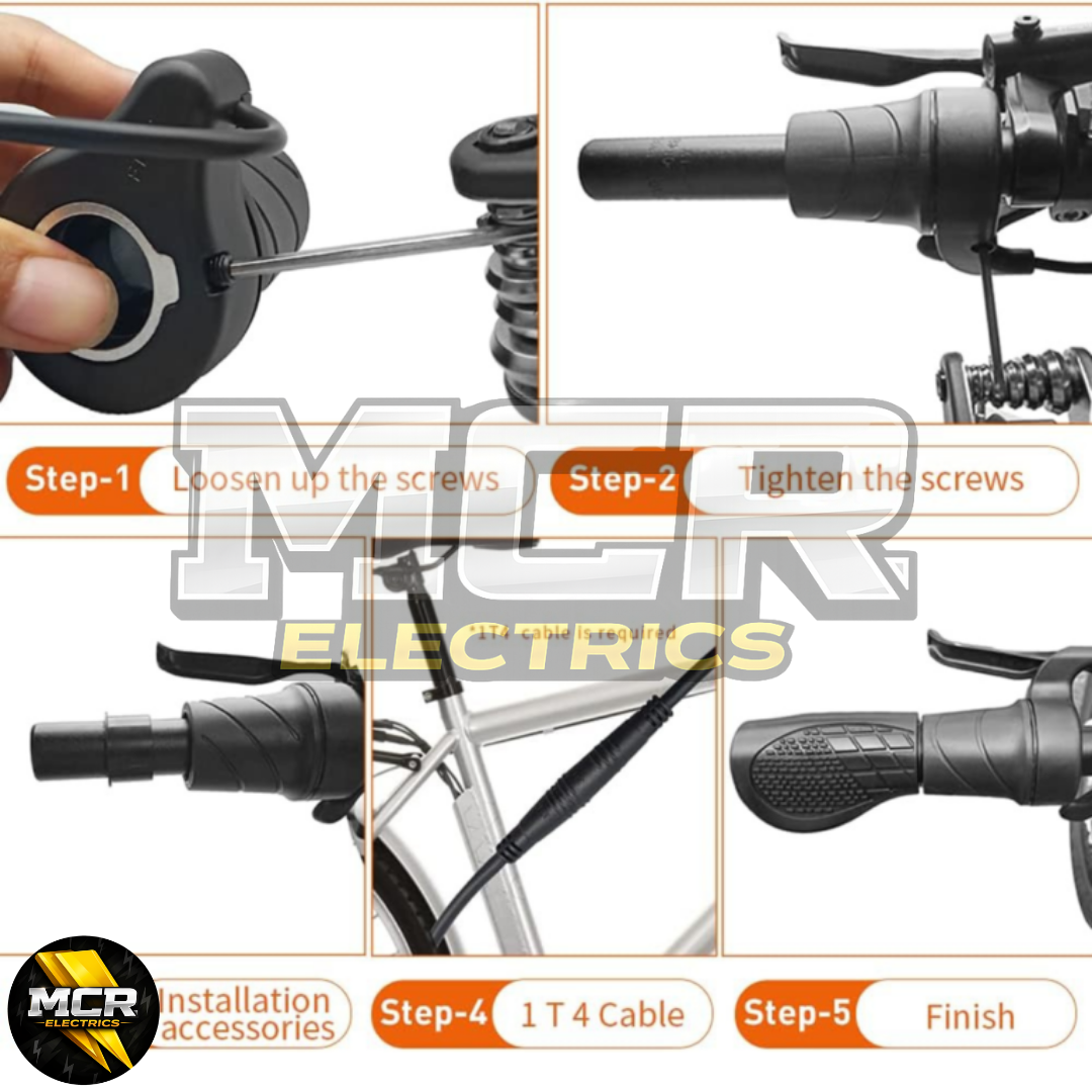 Half Twist Throttle Electric Ebike Right Hand 3 Pin E Bike Grip Twist Throttle