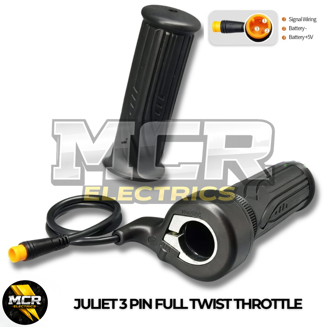 Full Twist Throttle Electric E-Bike Right Hand 3 Pin E Bike Grip Twist Throttle