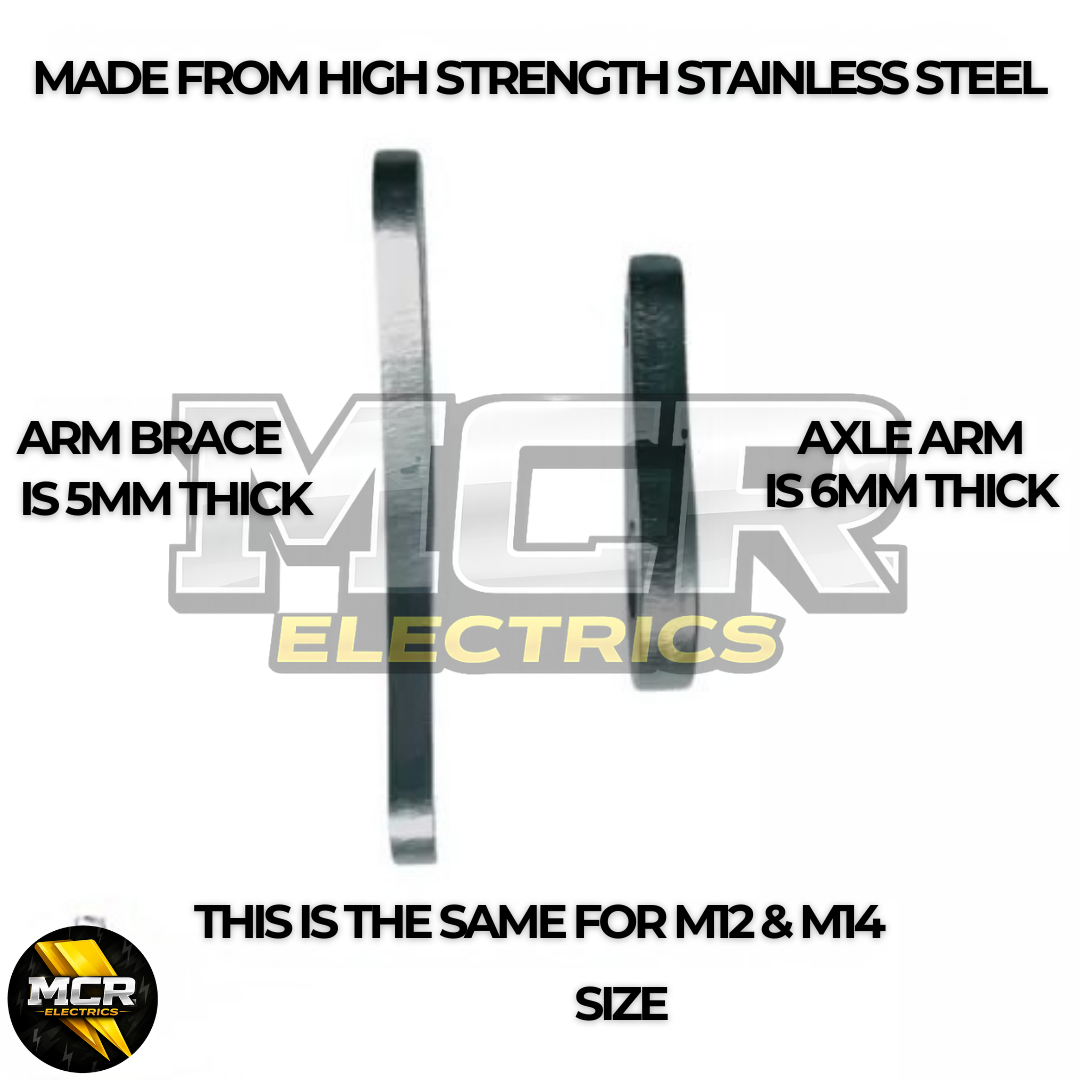 Heavy Duty Universal Torque Arm 6mm Thick Stainless Steel M12 M14 Axle Fitment