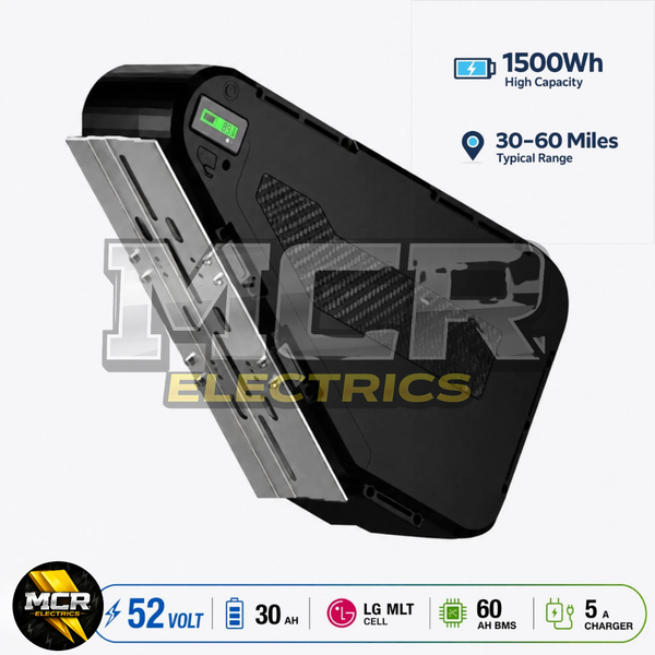 52V Triangle Lithium Electric Bike Battery 30Ah LG MLT Cells 250W-3000W UKCA