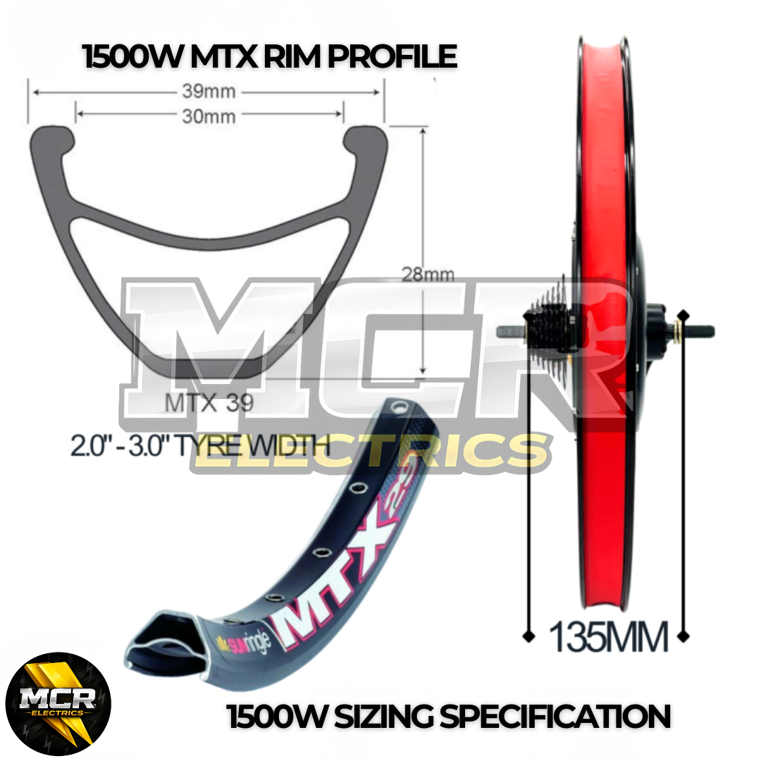1500W E-Bike Conversion Kit Samsung 48V 20AH Battery SW900 Display Original MTX39 Rim Rear Wheel 7 Speed