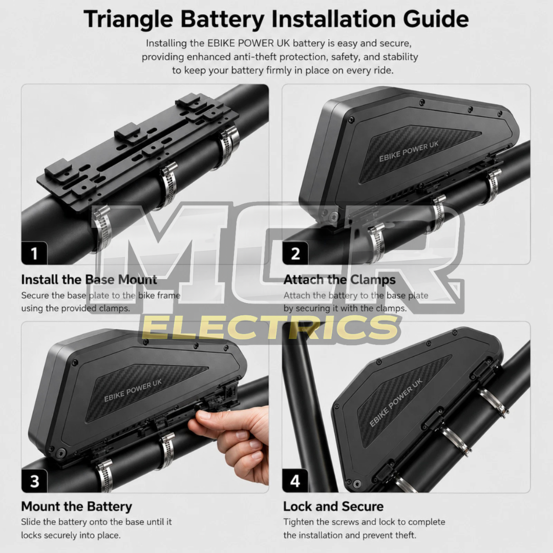 52V Triangle Downtube Electric Bike Battery 25Ah LG MLT Cells 250W-3000W UKCA