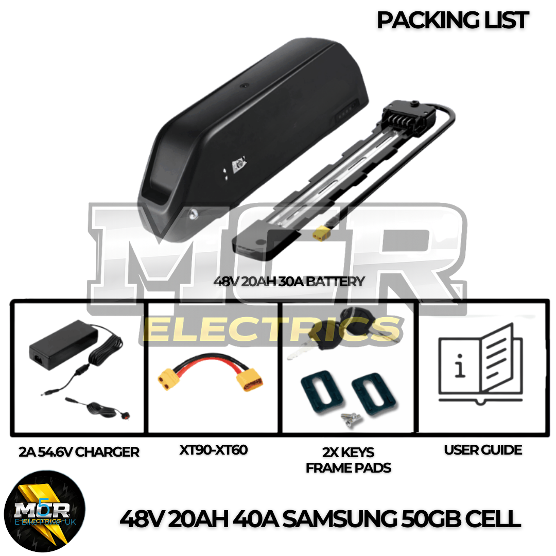 48V 20Ah E-Bike Battery | Samsung 21700 Cells 40A BMS XT90 + Charger UK | 250W-1500W