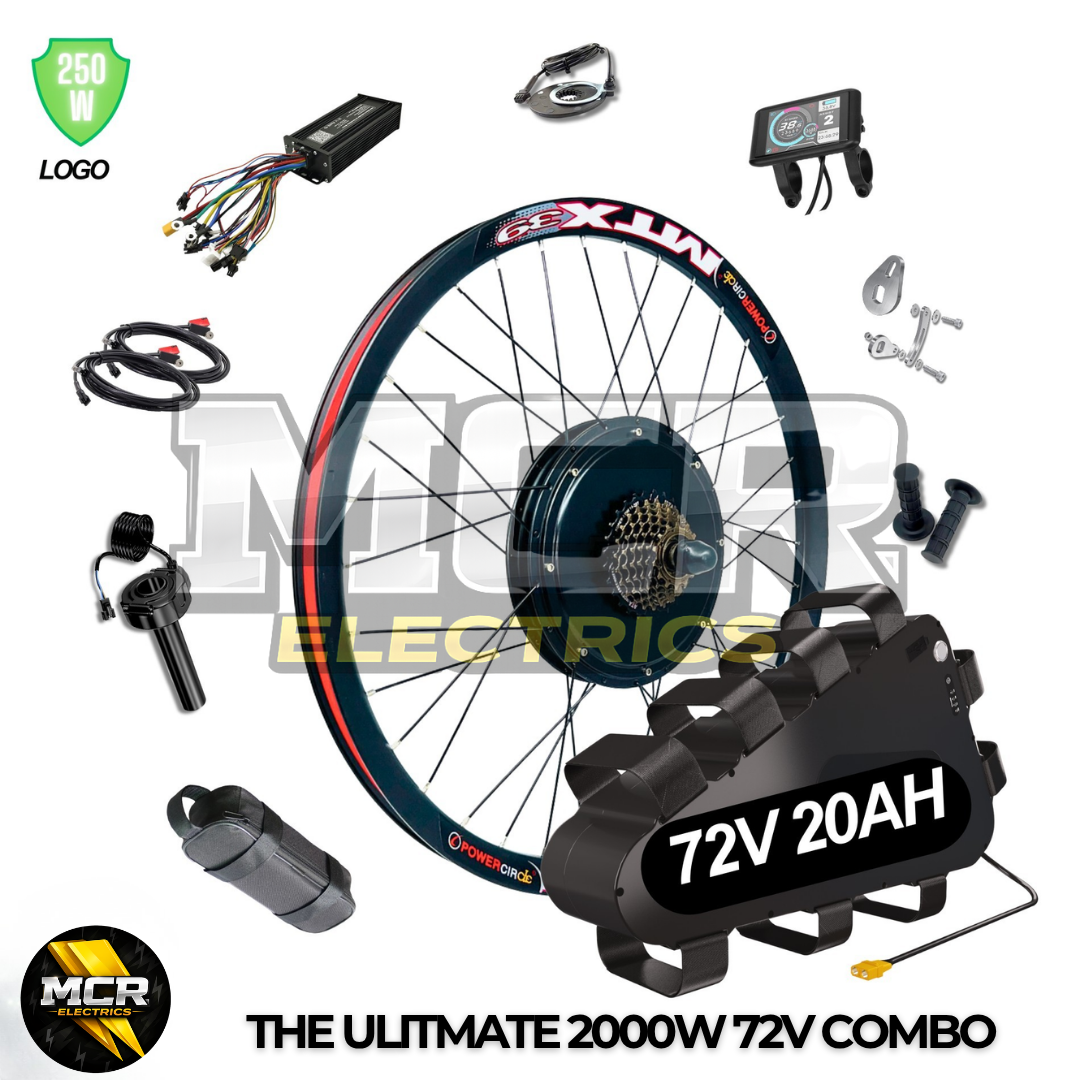 The Ultimate 2000W 45A 72V 20AH 60A Rear Wheel EBike Conversion Kit Original MTX39 Rim High Torque Motor