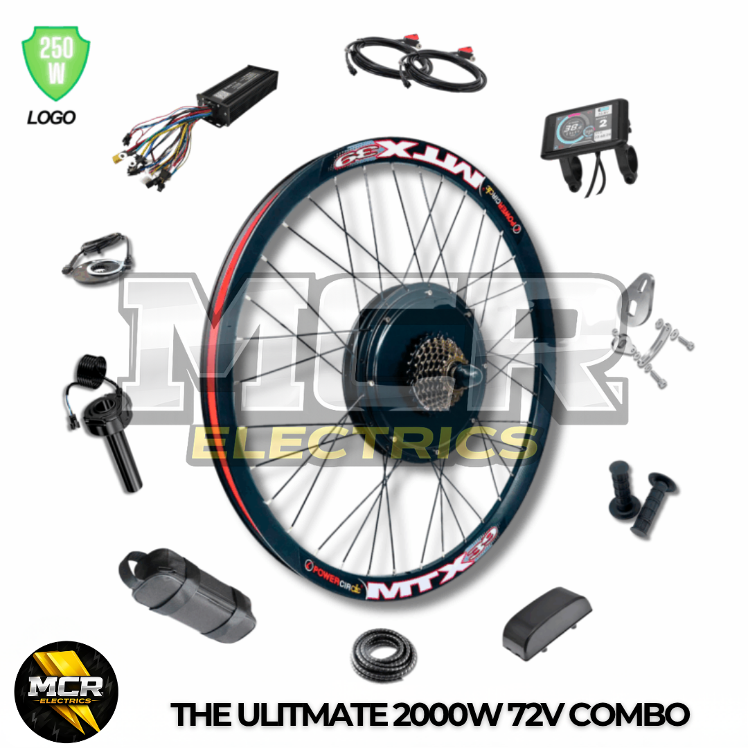 The Ultimate 2000W 45A 72V 20AH 60A Rear Wheel EBike Conversion Kit Original MTX39 Rim High Torque Motor