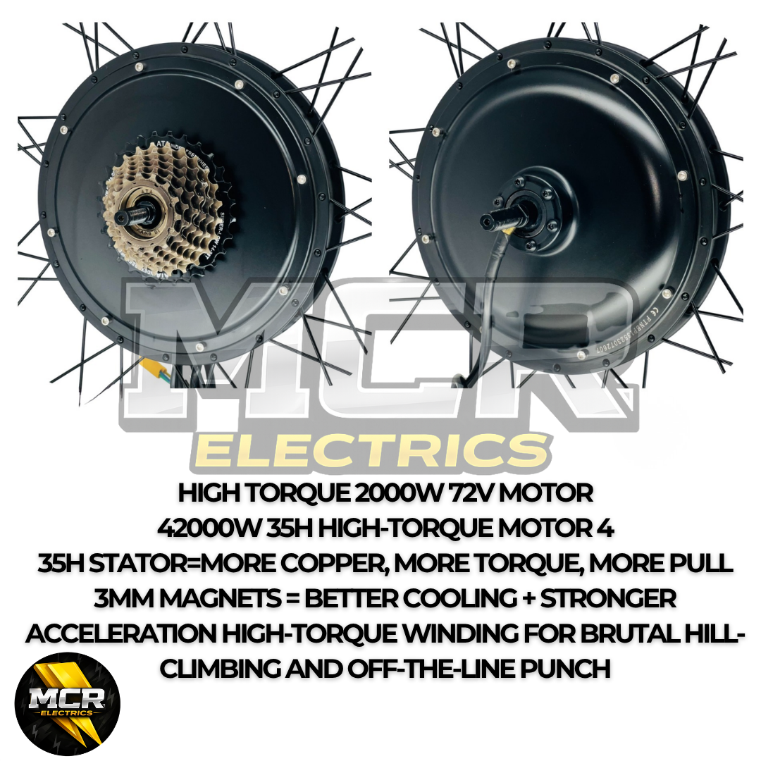 The Ultimate 2000W 45A 72V 20AH 60A Rear Wheel EBike Conversion Kit Original MTX39 Rim High Torque Motor