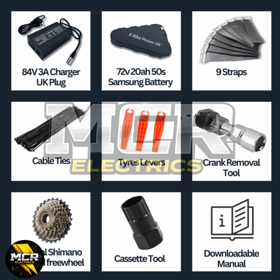 The Ultimate 2000W 45A 72V 20AH 60A Rear Wheel EBike Conversion Kit Original MTX39 Rim High Torque Motor