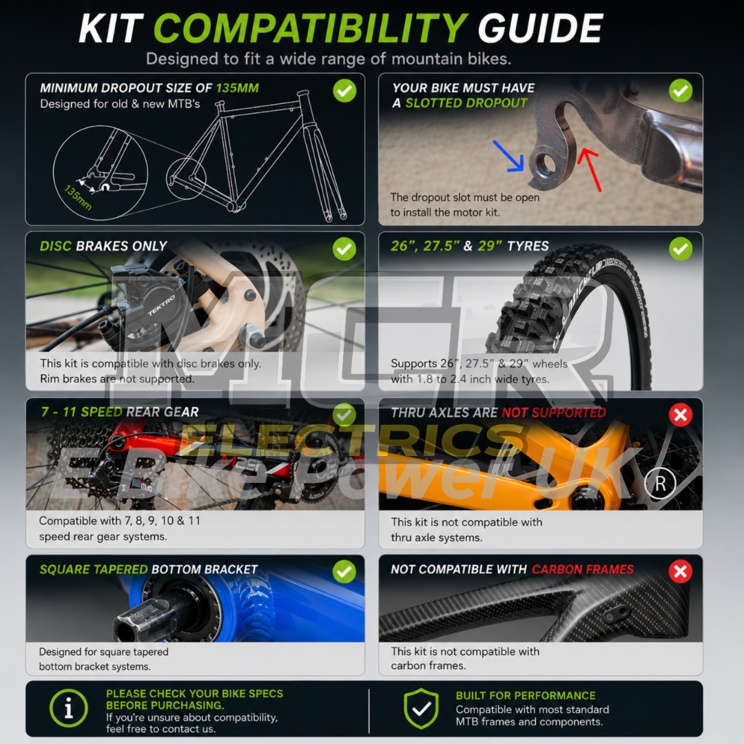 Ultimate MTX 48V 250W Road Legal E Bike Conversion Kit HG Cassette 1-11 Speed Rear Wheel | 48V 19.2AH LG Battery