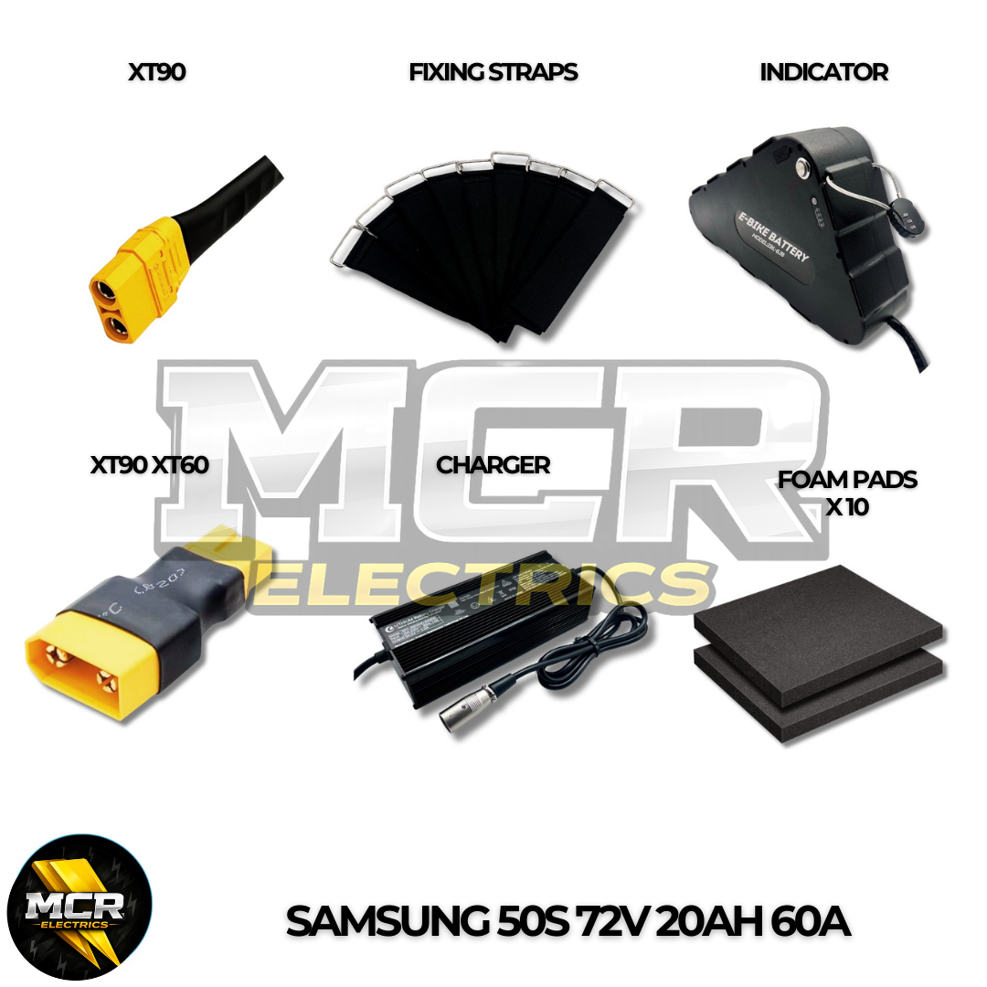72v 20ah Lithium E-Bike battery 60A BMS Samsung 21700 50S Triangle E-Bike Battery High Quality