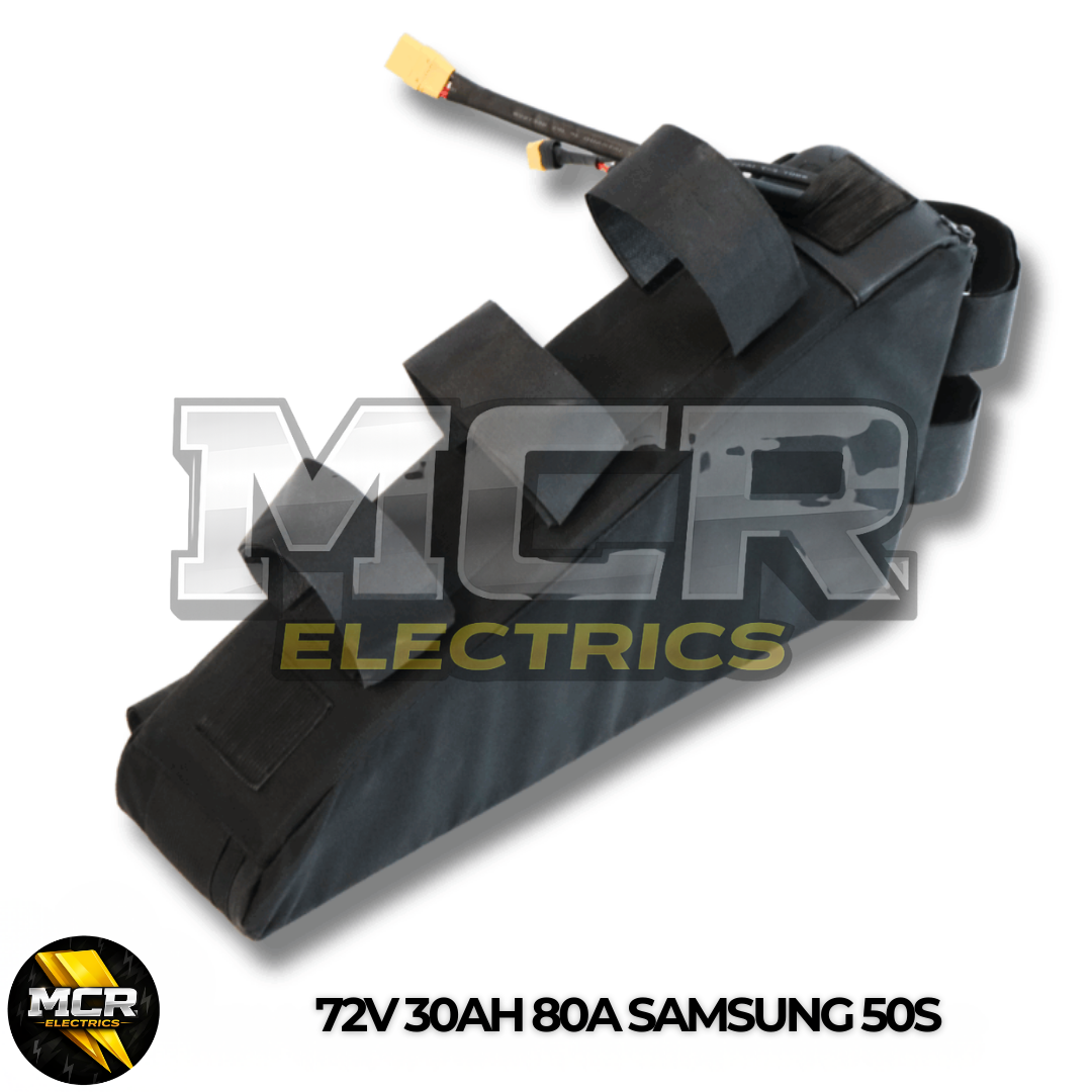 72V 30AH Aluminum Triangle Case Bag Lithium E-Bike Battery 3000W 80A BMS Big Capacity Samsung 50S
