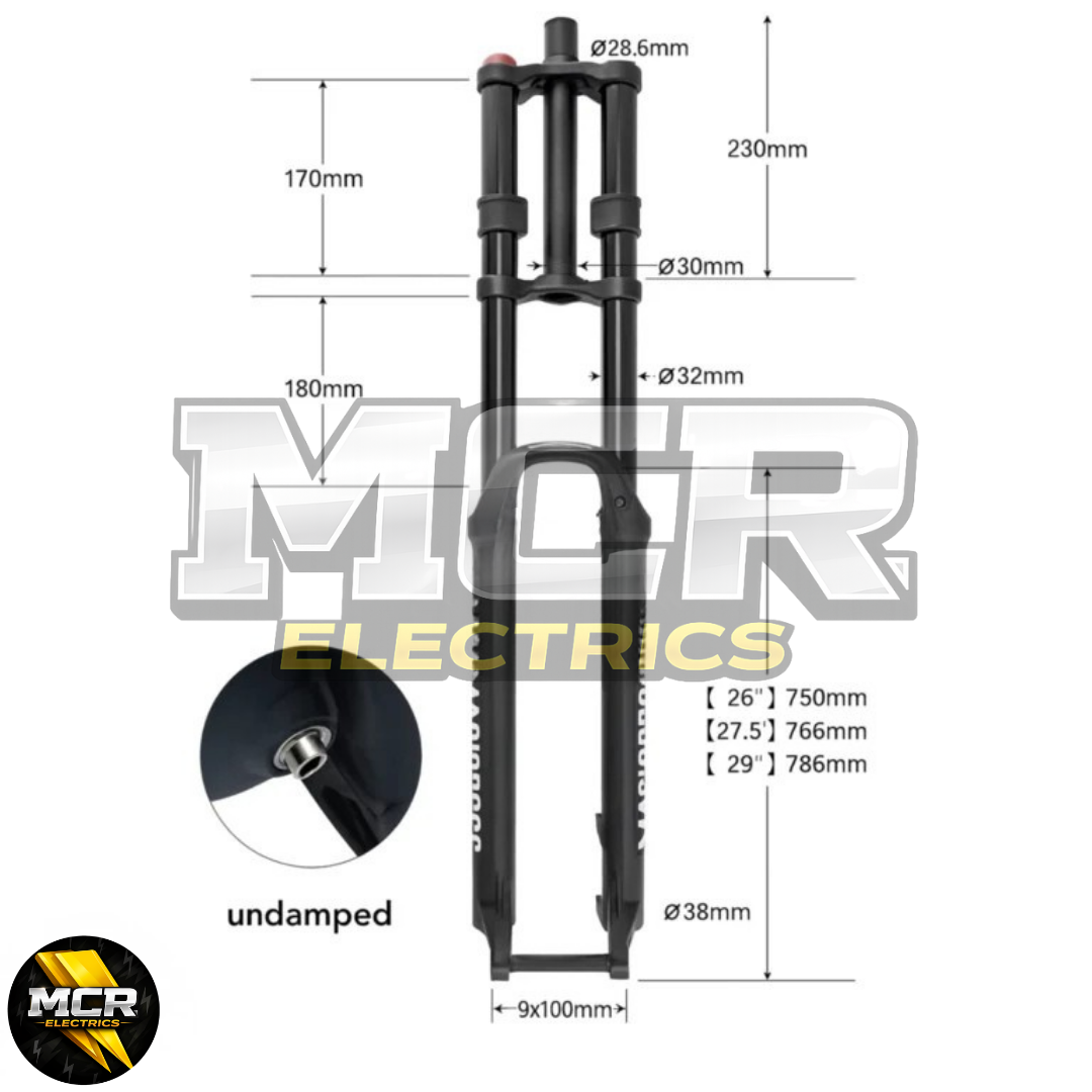 MTB Triple Clamp AIR Coil Forks E-Bike 180MM Travel 100MM QR Axle Quality 29″