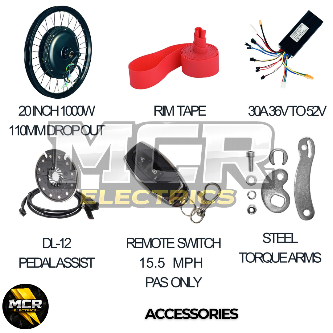 48V 20″ Electric BMX EBMX Conversion Kit 110mm Rear Dropout 1000W 48V Complete Kit & Battery UK