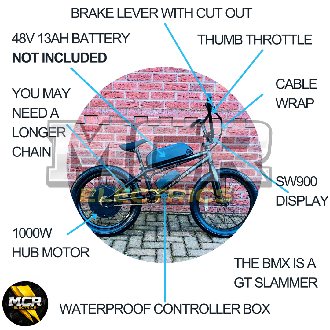 48V 20″ Electric BMX EBMX Conversion Kit 110mm Rear Dropout 1000W 48V Complete Kit & Battery UK
