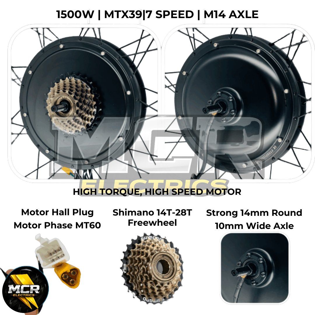 1500W E-Bike Conversion Kit Samsung 48V 20AH Battery SW900 Display Original MTX39 Rim Rear Wheel 7 Speed