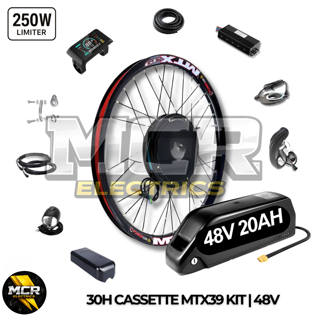 48V 1000W / 250W Electric Bike Conversion Kit – MTX Rear Wheel & 20AH Battery – 7-11 Speed Cassette – 26″ 27.5″ 29″ E-Bike Upgrade