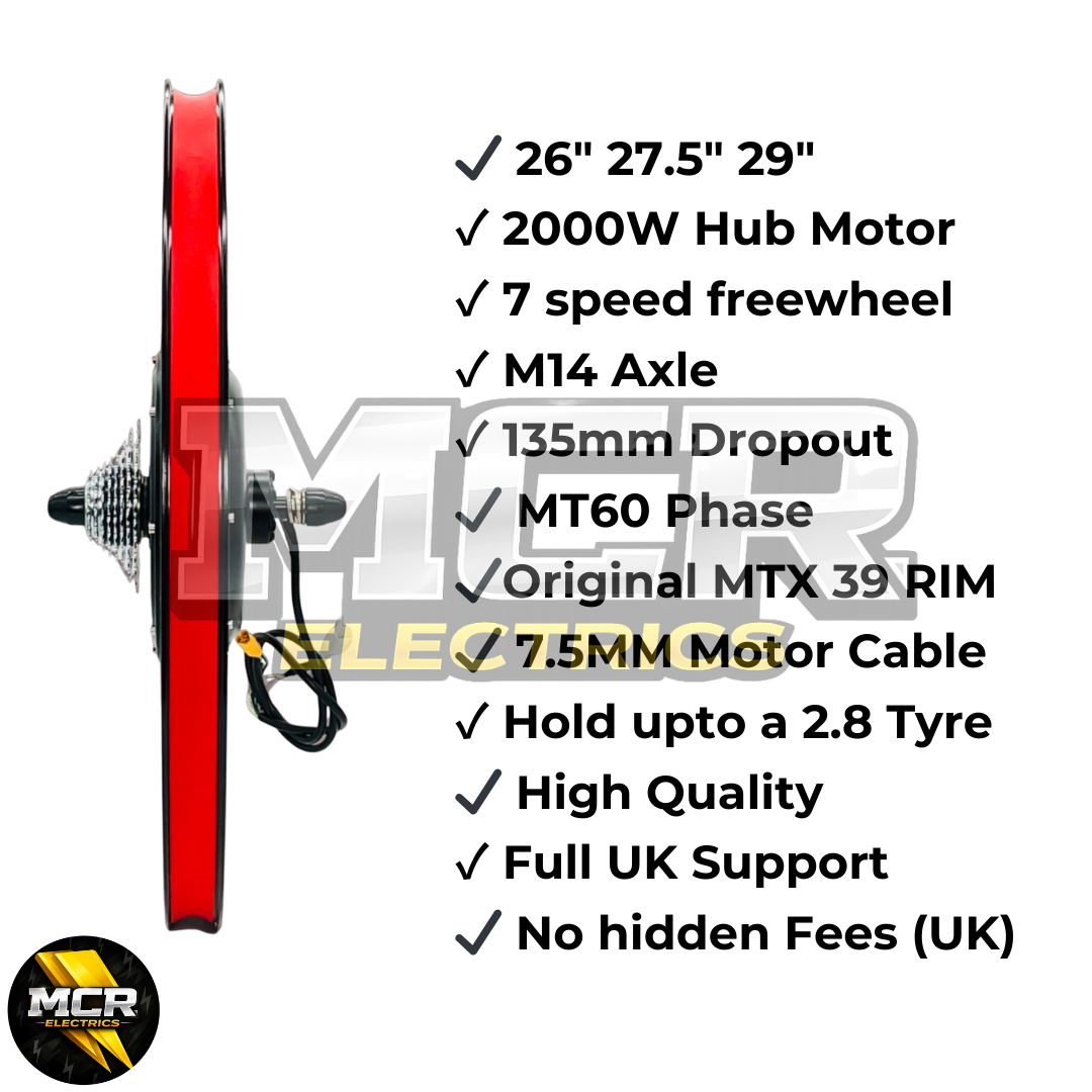 The Ultimate Electric 2000W 52V 28AH Rear Wheel EBike Conversion Kit Original MTX39 Rim High Torque Moto