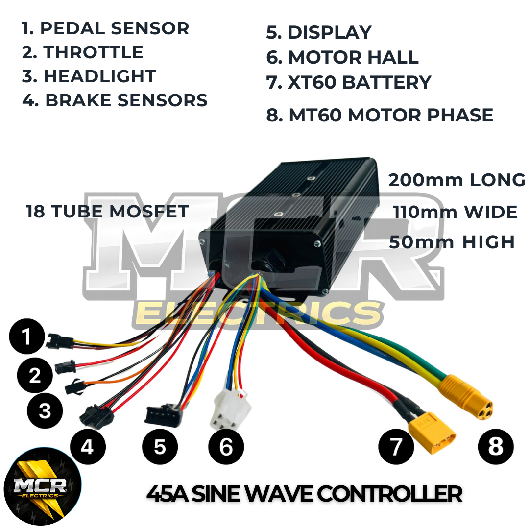 2000W E-Bike Conversion Kit Samsung 52V 20AH Battery UKC1+ Colour Display Original MTX39 Rim Rear Cassette 8-10 Speed.