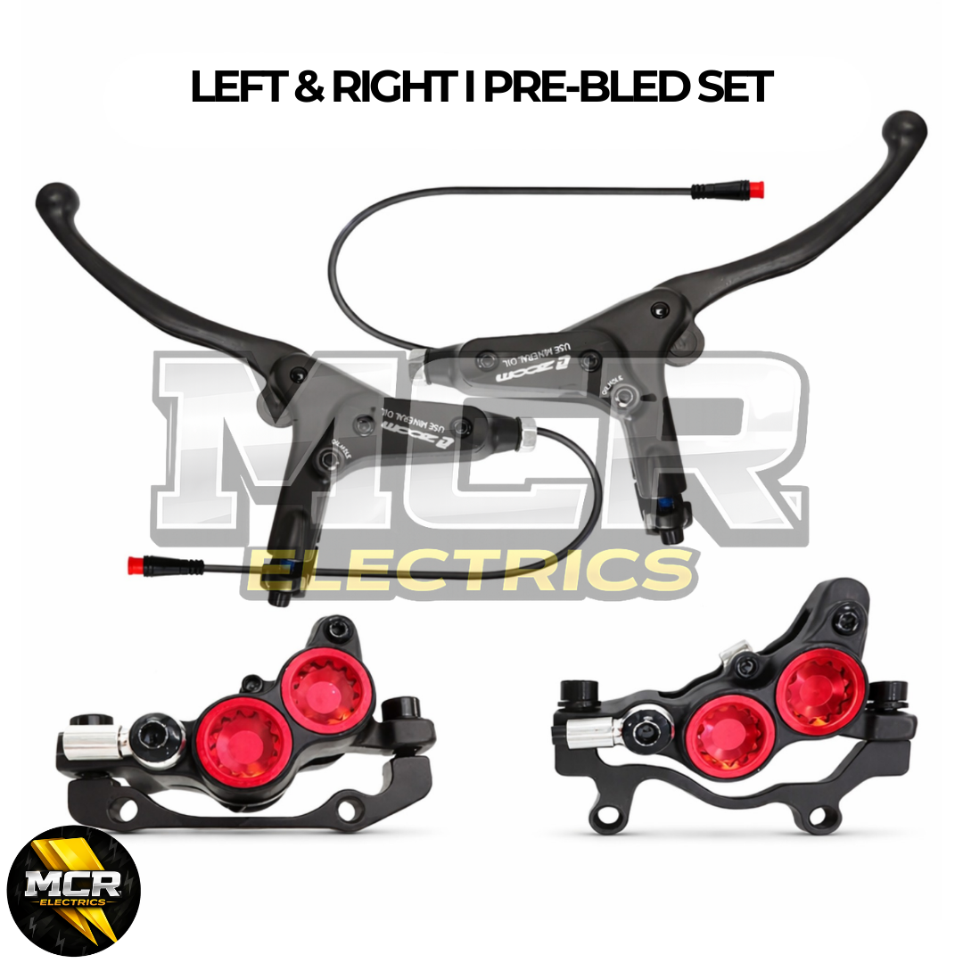 ZOOM 893E 4 Piston Hydraulic Brake Set Pre-Bled Left Right E-Bike + Sensors