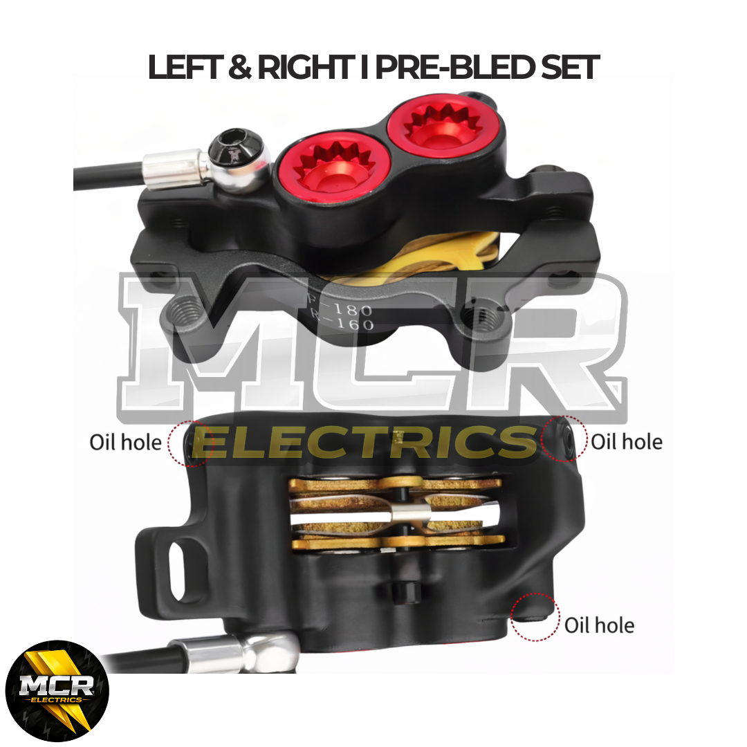 ZOOM 893E 4 Piston Hydraulic Brake Set Pre-Bled Left Right E-Bike + Sensors