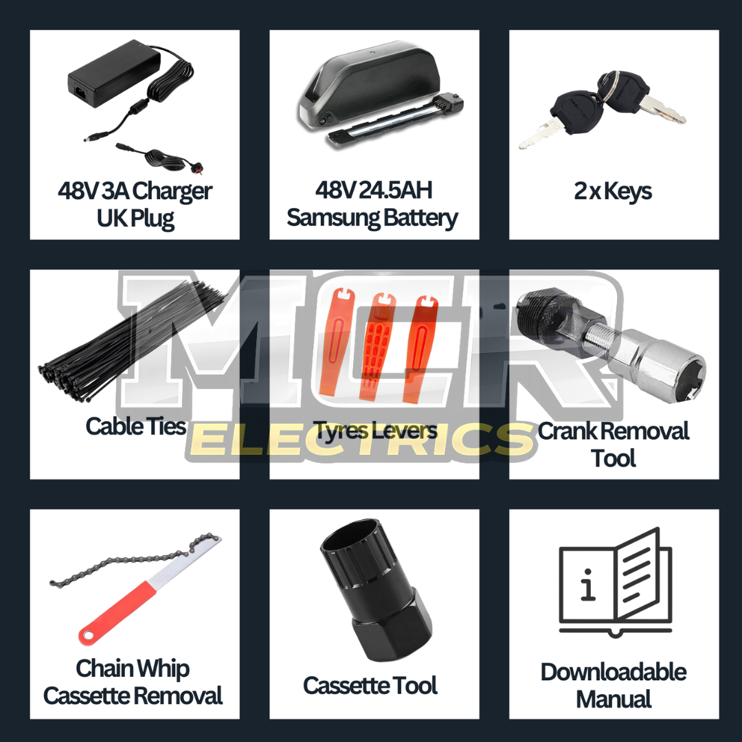 1500W E-Bike Conversion Kit 48V-52V Cassette Rear Wheel Samsung 48V 24.5Ah Battery, Colour Display, MTX39 Rim, Fits 7–11 Speed Cassettes | High-Torque Electric Bike Kit