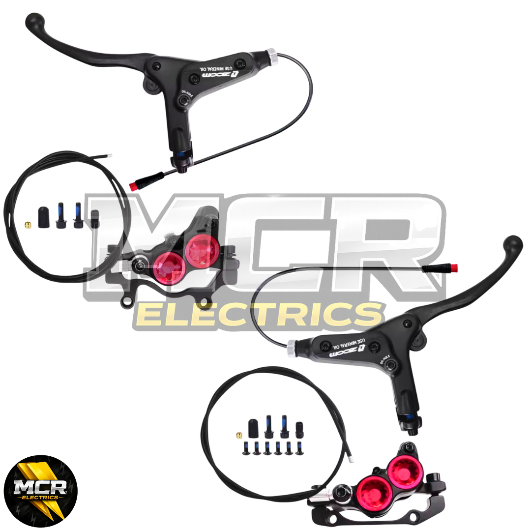 ZOOM 893E 4 Piston Hydraulic Brake Set Pre-Bled Left Right E-Bike + Sensors