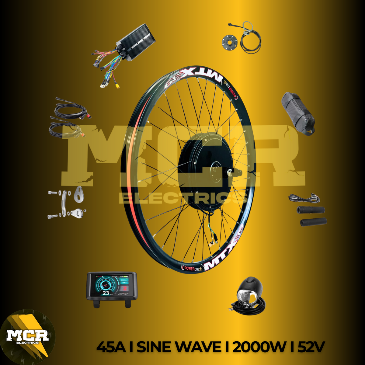 2000W E-Bike Conversion Kit Samsung 52V 20AH Battery UKC1+ Colour Display Original MTX39 Rim Rear Cassette 8-10 Speed.